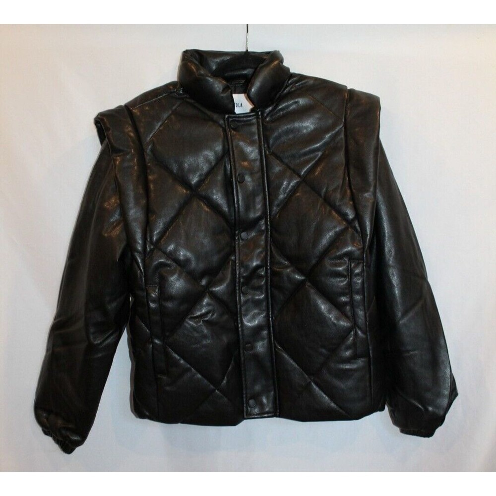 PISTOLA Callista Leather Puffer Jacket Vegan Leather W/Removable Sleeves XS NWT - Picture 4 of 8